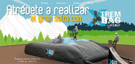 ¡ Anima tus competiciones de esquÃ, patines, skates o de saltos de bicicleta con el Xtrem Bag, cojÃn gigante hinchado innovador y sorprendente !