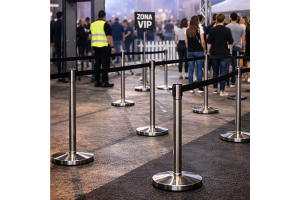 Organización de accesos en eventos con postes separadores