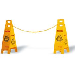 Señal de seguridad multilingüe con cadena en 4 Idiomas
