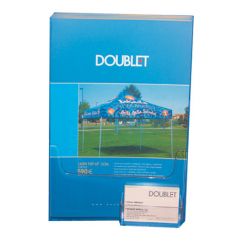 Expositor A4 vertical de metacrilato con tarjetero