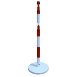 Postes metálicos con base y ranura para delimitar zonas blanco y rojo