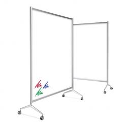 Mampara-pizarra magnética blanca con ruedas Aster