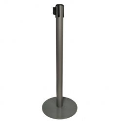 Postes separadores con cinta retráctil Slim Plus gris amartilleado