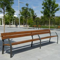 Banco urbano de madera y acero Lin Wood 3 metros