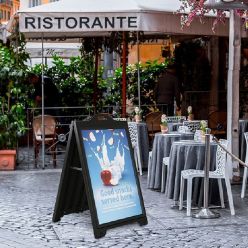 Caballete publicitario con ruedas, marco y protector Coconut