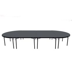 combinacion entre mesas rectangulares y semicirculares