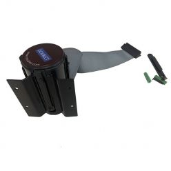 Soporte de pared con cinta retráctil Ecobarrier Plus Negro 3 metros