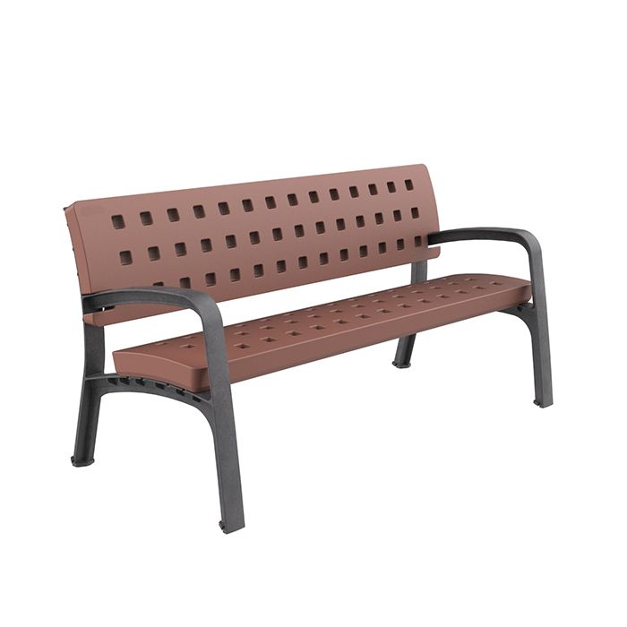 Banco De Jardín Fiona XL Para 2 Personas – Estructura De Acero Y Asiento Efecto Madera De Polietileno, Resistente A La Intemperie
