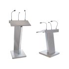 Atril de pie telescópico en metal gris