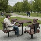 Banco, silla y mesa en madera tropical para exterior Kioto