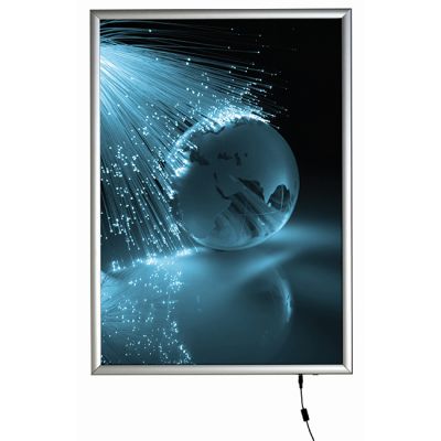 Portaposter con iluminación Led de aluminio anodizado