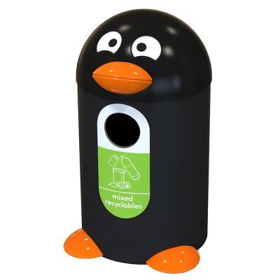 Papelera para el reciclaje infantil de 55 litros Pingüino