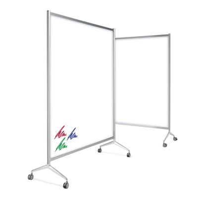 Mampara-pizarra magnética blanca con ruedas Aster