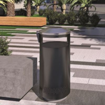 Papelera urbana con cenicero Torino 70 litros