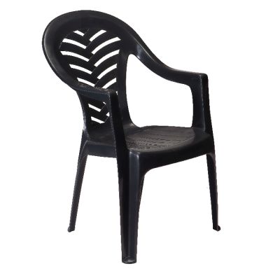 Silla apilable gris oscuro.