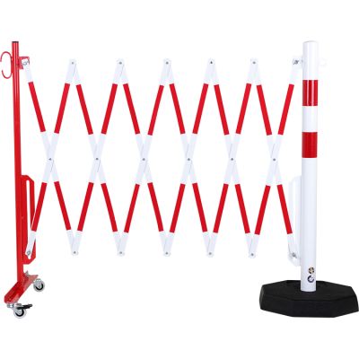 Barrera extensible Xpand Master con poste, base y ruedas