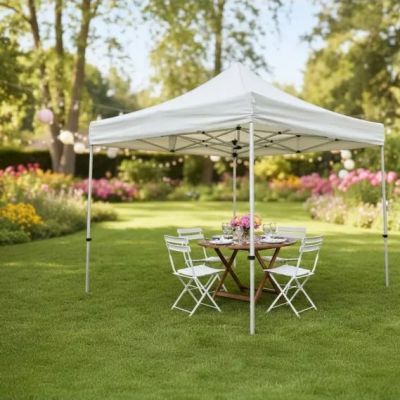 Carpa plegable Alfa 3 x 3 m blanca abierta con techo de poliéster
