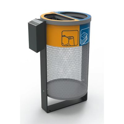 Papelera gran capacidad 2 residuos con cenicero Topacio