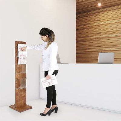 Portafolletos de madera doble cara de pie Trinity