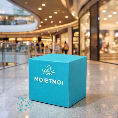 Pouf plegable de cartón personalizable Cubego