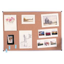 Tablero de anuncios de corcho con marco de aluminio