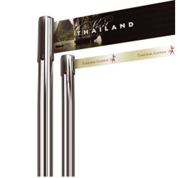 Poste separador con cinta ancha personalizada