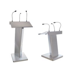 Atril de pie telescópico en metal gris