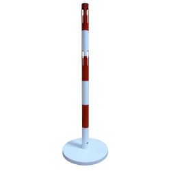 Postes metálicos con base y ranura para delimitar zonas blanco y rojo