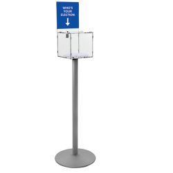 Buzón de sugerencias de pie con pancarta