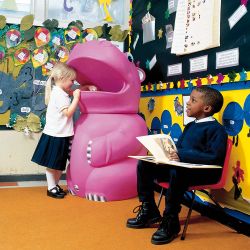 Papelera para el reciclaje infantil Hipopótamo 70 litros