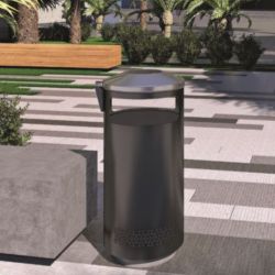 Papelera urbana con cenicero Torino 70 litros