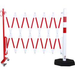 Barrera extensible Xpand Master con poste, base y ruedas