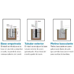 Bases para mástiles de aluminio Cilíndricos