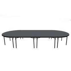 combinacion entre mesas rectangulares y semicirculares