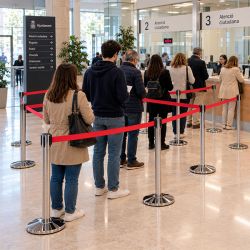 Poste inox con cinta retráctil Línea 3m
