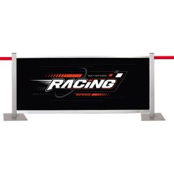 Postes separadores con pancarta publicitaria Design Square