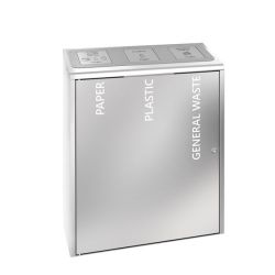 Papelera para el reciclaje acero inoxidable Coliseo 3 x 40 litros