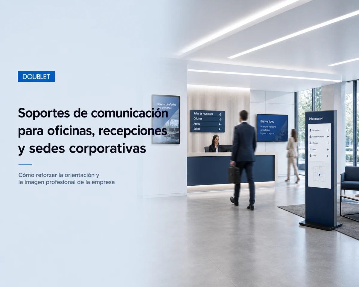 Soportes de comunicación para oficinas, recepciones y sedes corporativas