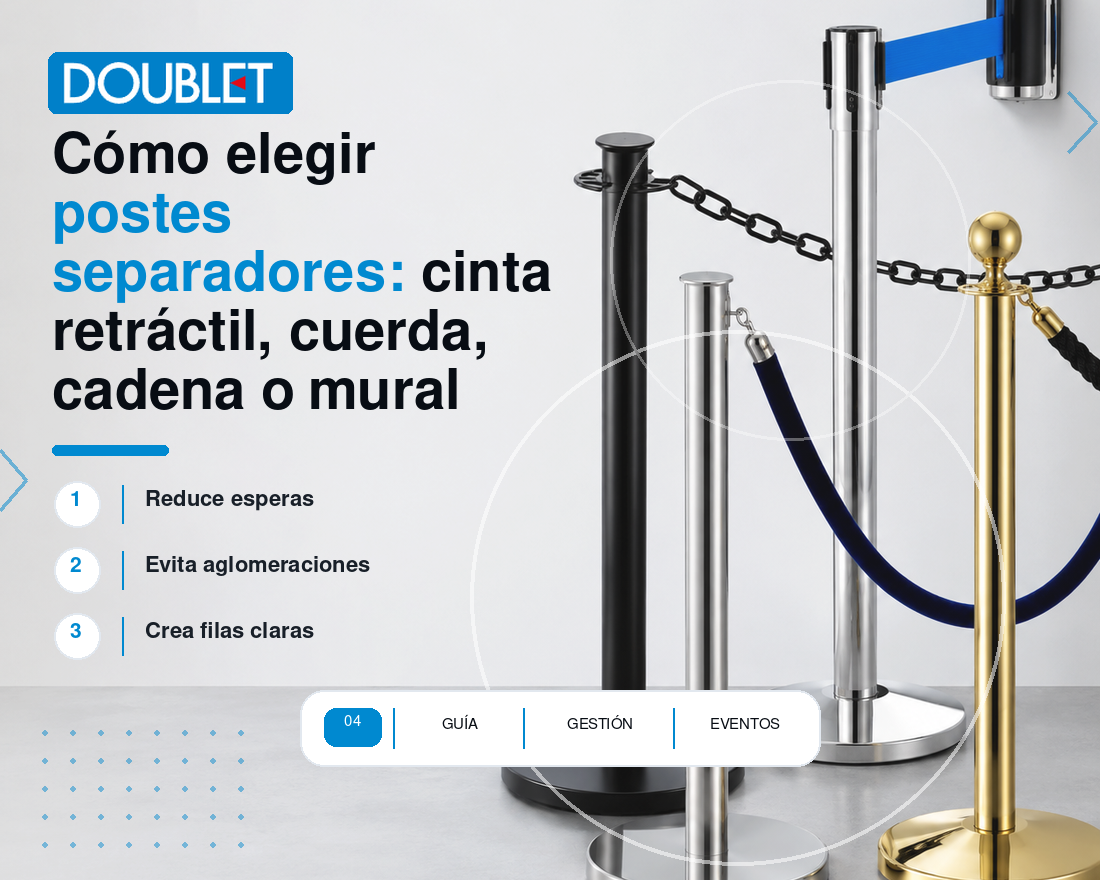 Cómo elegir postes separadores: cinta retráctil, cuerda, cadena o mural