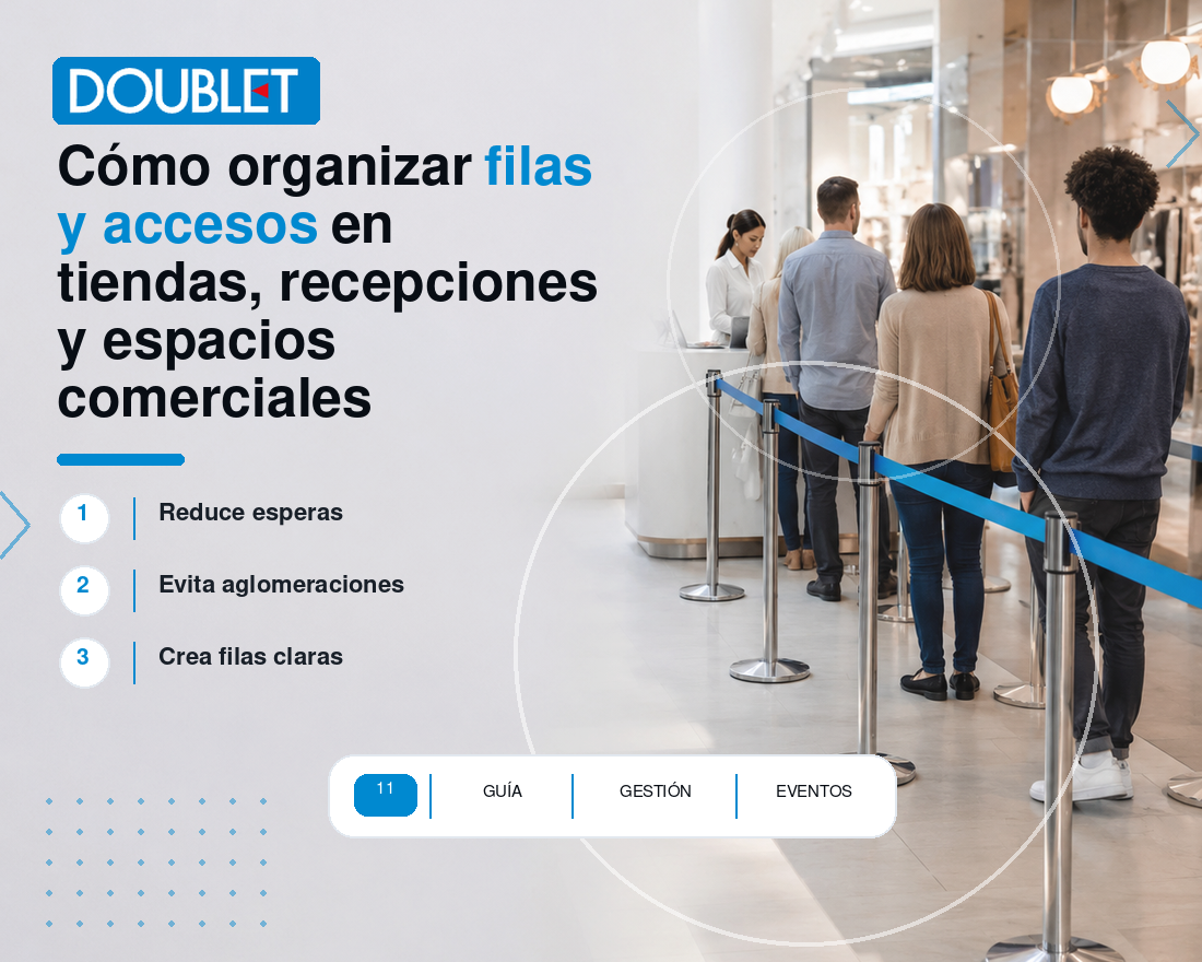 Cómo organizar filas y accesos en tiendas, recepciones y espacios comerciales